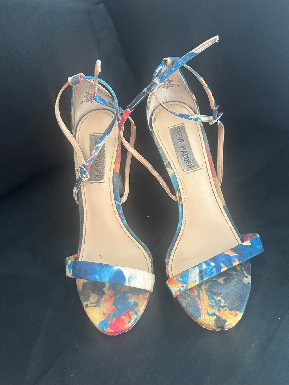 Steve Madden Blue Multicolor Floral Strappy Heels